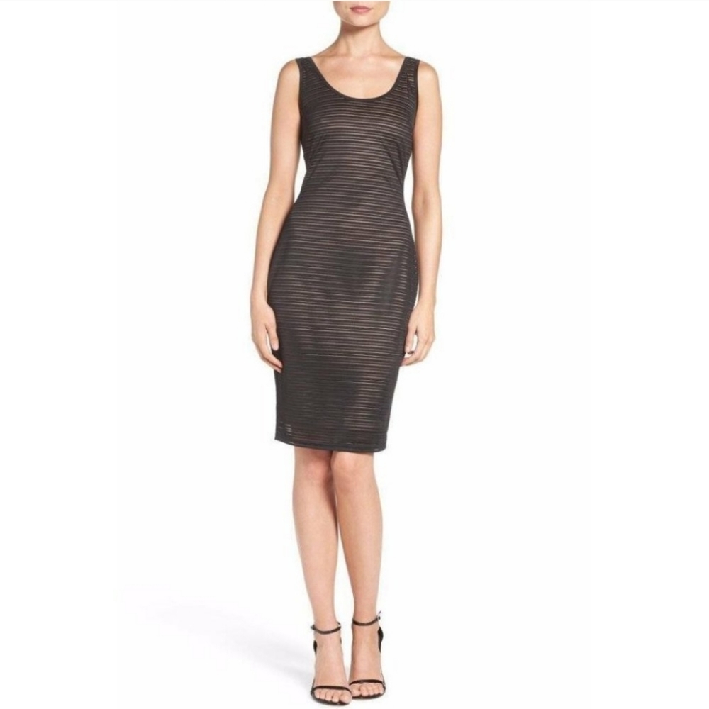 Ali &Jay  Sheer Stripe Sheath Dress In Black Size Small